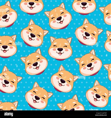 shiba inu heads pattern Stock Vector Image & Art - Alamy