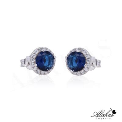 Dormilona En Plata Con Zirconia Azul Joyer A Alahas