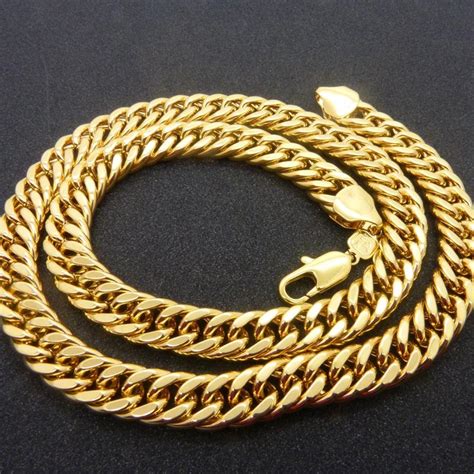 24k Yellow Gold Filled Double Curb Chunky Chain Link Necklace For Men Long From Af805 20 44