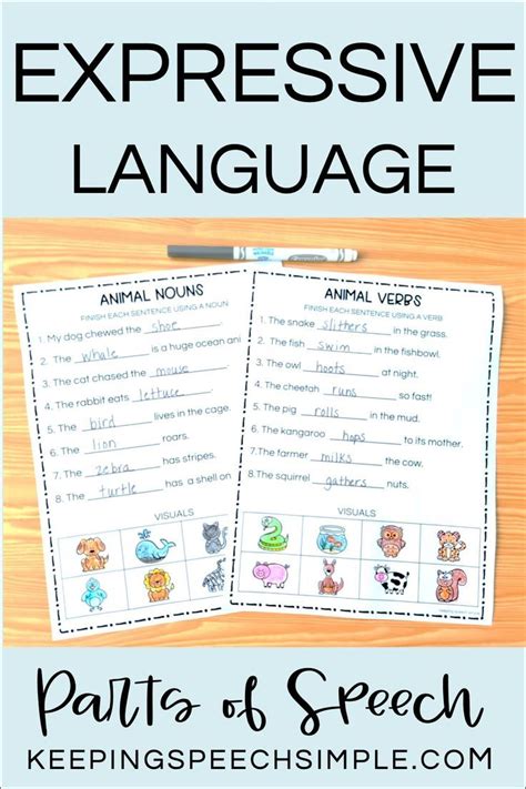 Expressing Nouns Verbs And Adjectives Grammar Worksheets