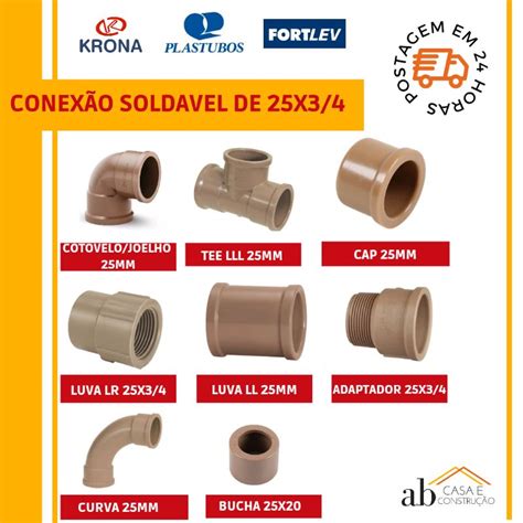 Conexões de Agua 25mm 3 4 Adaptador Caps Cotovelo 45º Cotovelo