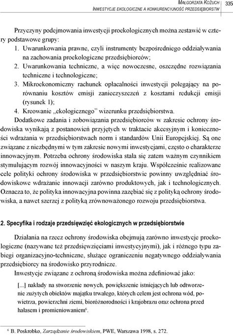 INWESTYCJE EKOLOGICZNE A KONKURENCYJNOŚĆ PRZEDSIĘBIORSTW PDF Darmowe