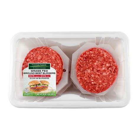 Thomas Farms 80 Lean 20 Fat Beef Burgers Grass Fed 2 Lb Delivery Or Pickup Near Me Instacart