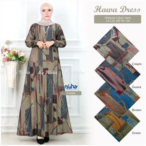 Jual Gamis Terbaru 2023 Hawa Dress By Nuha Jumbo Ld 110 Melar Sampai