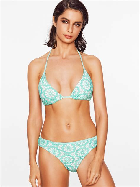 Flower Pattern Side Tie Triangle Bikini Set Shein Sheinside