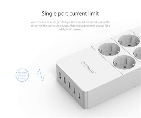 Orico Hpc A U Eu Surge Protector Strip Outlet With Usb