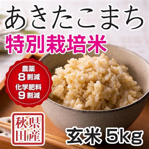 【新米予約】玄米 令和6年産新米 秋田県産 あきたこまち 特別栽培米 5kg 農薬8割減 化学肥料9割減 慣行栽培比 農家直送