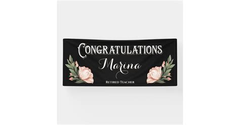 Congratulations Elegant Flower Retirement Monogram Banner | Zazzle