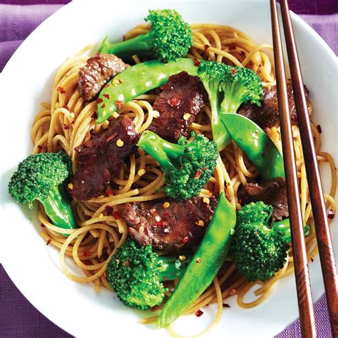 Shanghai-Style Noodles with Beef, Snow Peas & Broccoli | Recipe | Beef ...