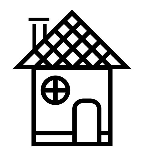 House icon illustration. Black and white, monochrome, simple house exterior illustration. Simple ...