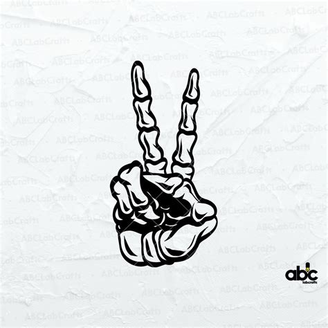 Skeleton Hand Peace Sign Clip Art