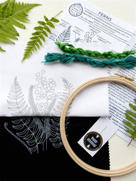 Ferns Botanical Embroidery Kit Plant Lover Hoop Art Nature Etsy