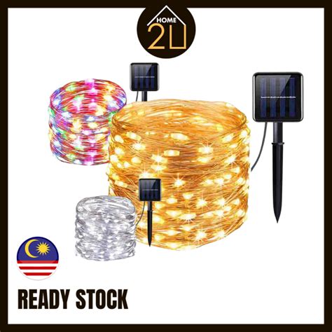 Home2U Lampu Raya Copper Outdoor Solar Fairy Light 12M 100LED 22M