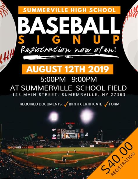 Baseball Camp Signup Advert Flyer Template Baseball Camp Baseball