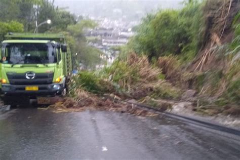 Pohon Tumbang Di Jalan Raya Tangkuban Perahu Lembang Arus Lalu Lintas