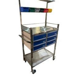 Crash Cart Trolley Stainless Steel Silver Hospital Crash Cart Trolley