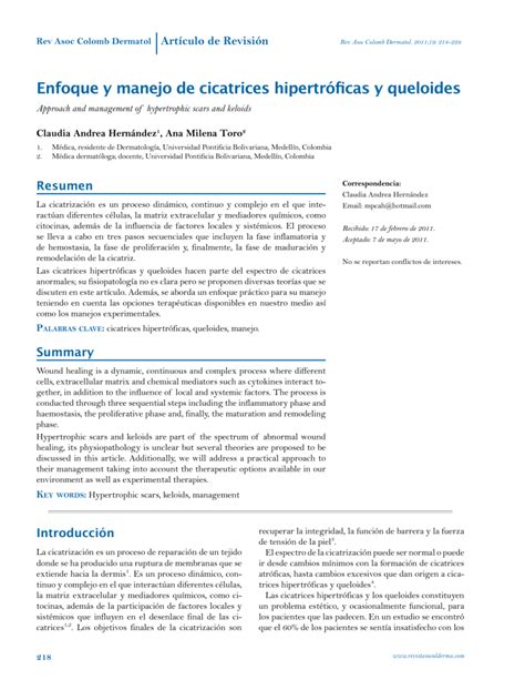 Enfoque Y Manejo De Cicatrices Hipertroficas Y Queloides