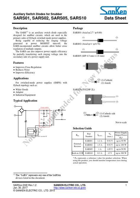 SARS02 Sanken Diodes Hoja de datos Ficha técnica Distribuidor