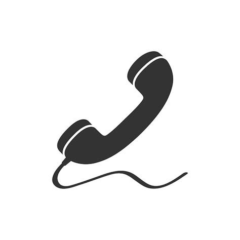 Icono de teléfono fijo en blanco y negro Vector Premium