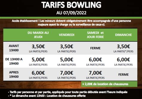 Tarifs Pour Site Web Bowling Van Gogh