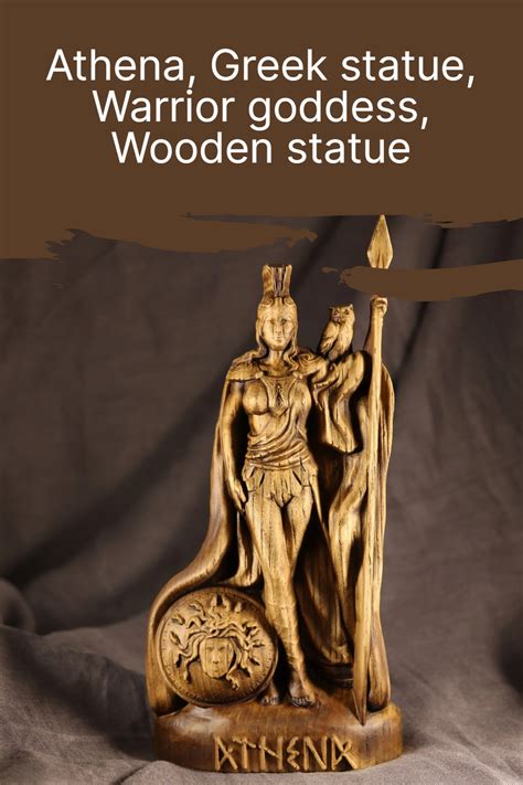 Athena, Greek statue, Warrior goddess, Wooden statue