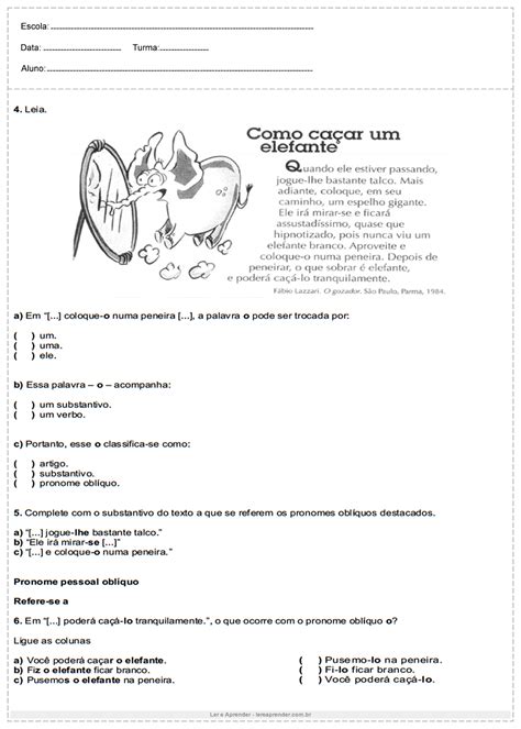 Atividades De Portugues 6º Ano