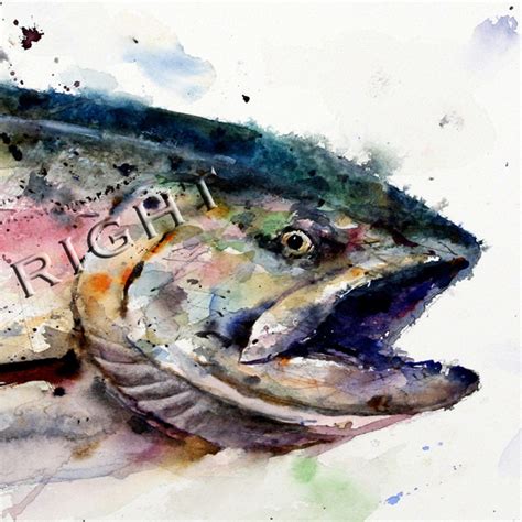 Abstract Salmon Watercolor Fish Art Print By Dean Crouser Etsy