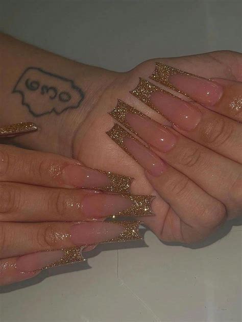 Transformar Teu Unhas 24 Peças Cobertura Total Balé Estilo Glitter