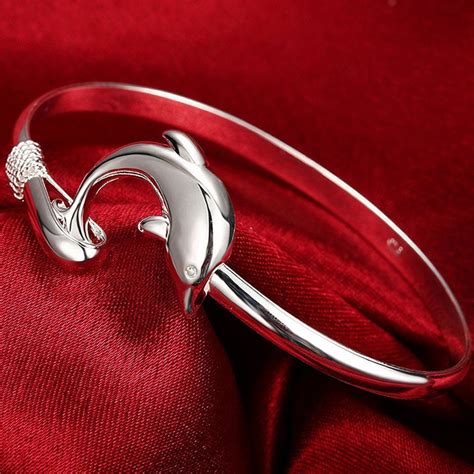 925 Silver Dolphin Bracelet Width 57cm Thickness 8mm Ocean Etsy