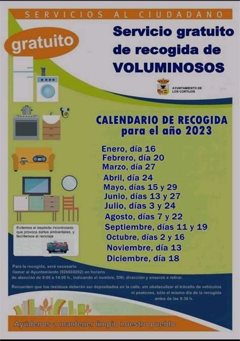 Calendario De Recogida De Trastos Gratis En Tu Puerta