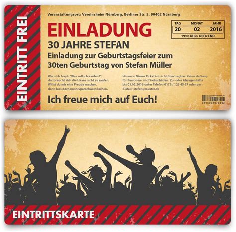 Einladungskarten Zum Geburtstag St Ck Als Eintrittskarte Im