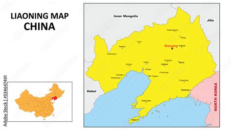 Liaoning Map of China. Major city map of Liaoning. Political map of ...