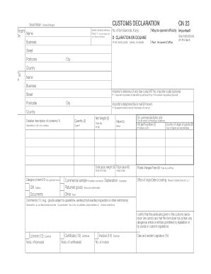 Cn Customs Form Fill And Sign Printable Template Online