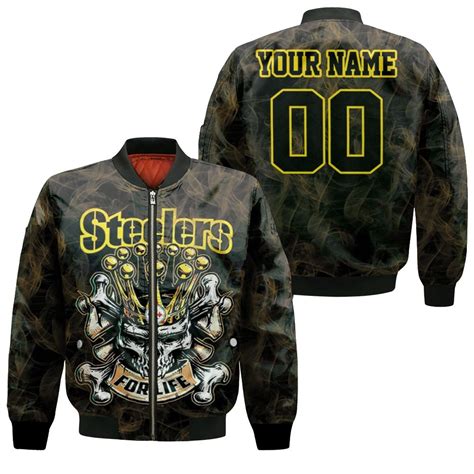 Steelers For Life King Skull Pittsburgh Steelers 3d Personalized Bomber