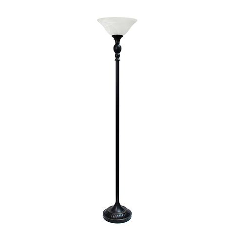 Best Buy Elegant Designs 1 Light Torchiere Floor Lamp With Marbelized White Glass Shade