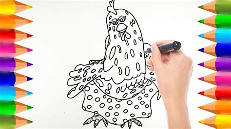 Cómo dibujar La Gallina Pintadita Bataraza de la Granja de Zenón