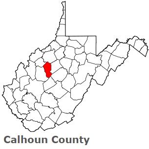 Calhoun County on the map of West Virginia 2024. Cities, roads, borders ...