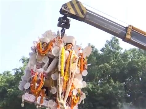 Dussehra 2023 Immersion Of Goddess Durga Idols Done In Artificial Pond Near Astha Kunj Park