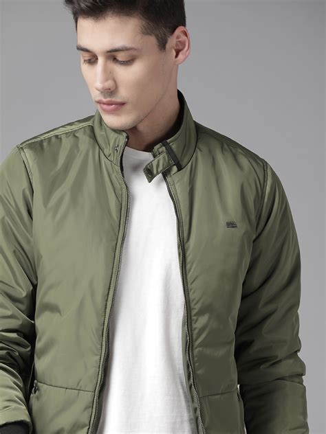 Buy Roadster Men Olive Green Solid Bomber Jacket Jackets For Men