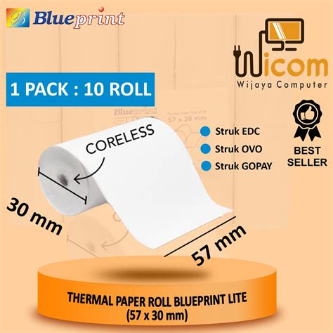 Jual Kertas Thermal Kasir Struk EDC BLUEPRINT Lite 57x30 57 X 30 Mm