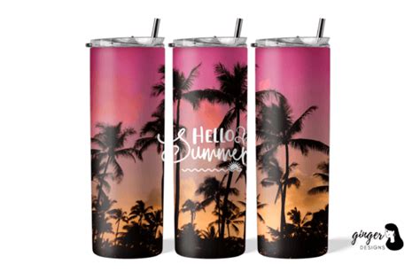 Hallo Summer 20oz Skinny Tumbler Graphic By Gingerdesign · Creative Fabrica