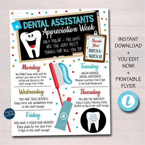 Dental Assistants Appreciation Week Itinerary Template Thank You