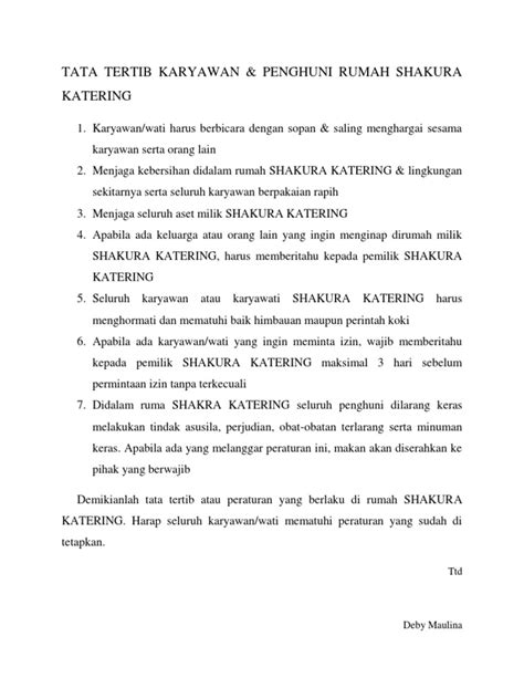 Detail Contoh Tata Tertib Perusahaan Koleksi Nomer 9