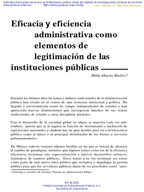 Eficiencia Eficacia Y Legitimidad Pdf Pdf Administración Pública