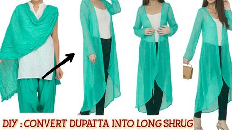 DIY Long Shrug From Old Dupattas Sarees Leftover Fabric In Just 5