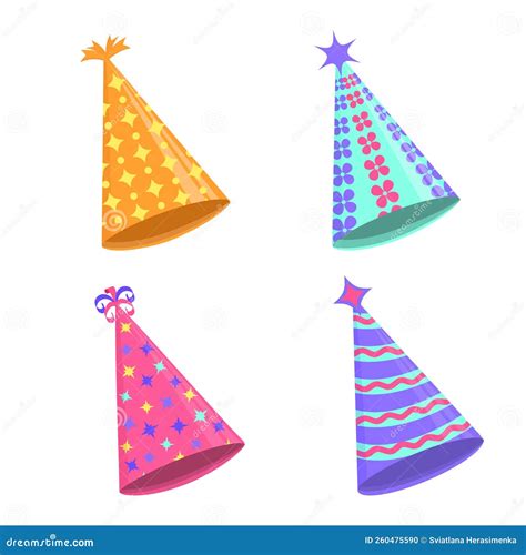 Party Hat Set Isolated On A White Vector Illustration Stock Vector