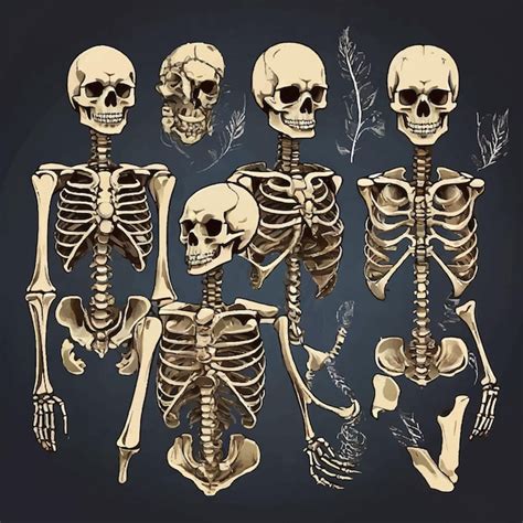 Premium Vector Vector Human Bones Skeleton Set