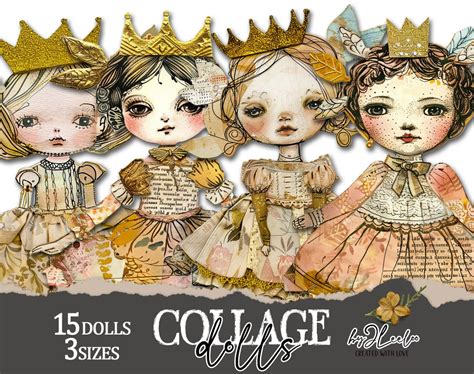 COLLAGE DOLLS Paper Doll Printable Junk Journal Cut Off Paper Dolls