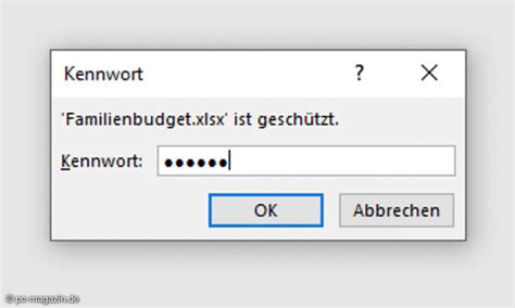 Excel Datei Mit Passwort Sch Tzen Und Passwort Entfernen Pc Magazin