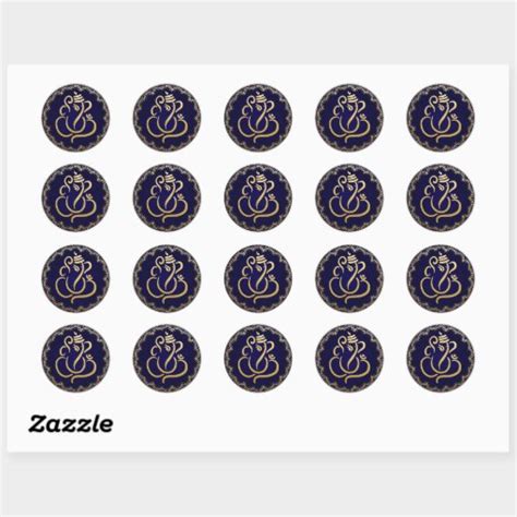 Gold Festive Ganesh Indian God Blue Classic Round Sticker Zazzle